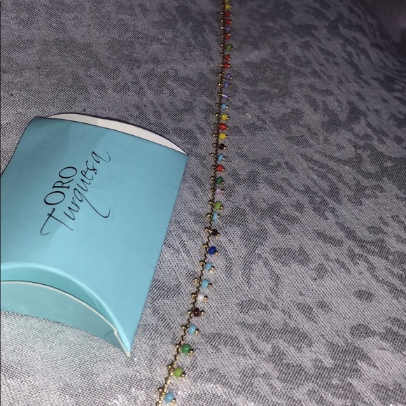 Multi-Color Gold Plated Choker Necklace - Picture 3 of 4